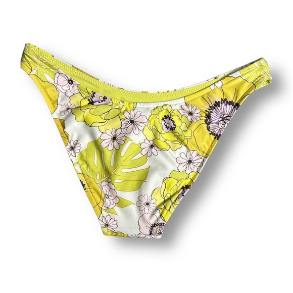 Seafolly US 8 Summer of Love High Cut Bikini Bottom Yellow Floral NWT Swim Pant - Picture 7 of 11